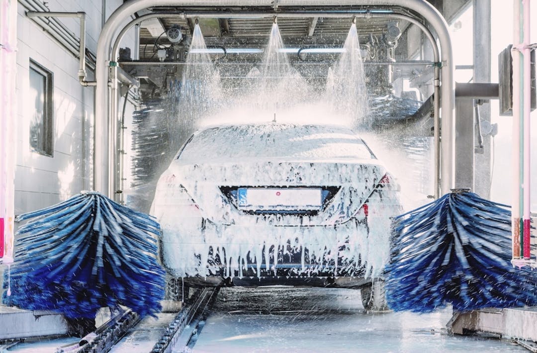 A Car going through wash tunnel
